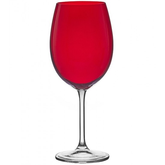 Jogo 6 Taças 580ml Bordeaux Vermelho Cristal Ecológico Bohemia